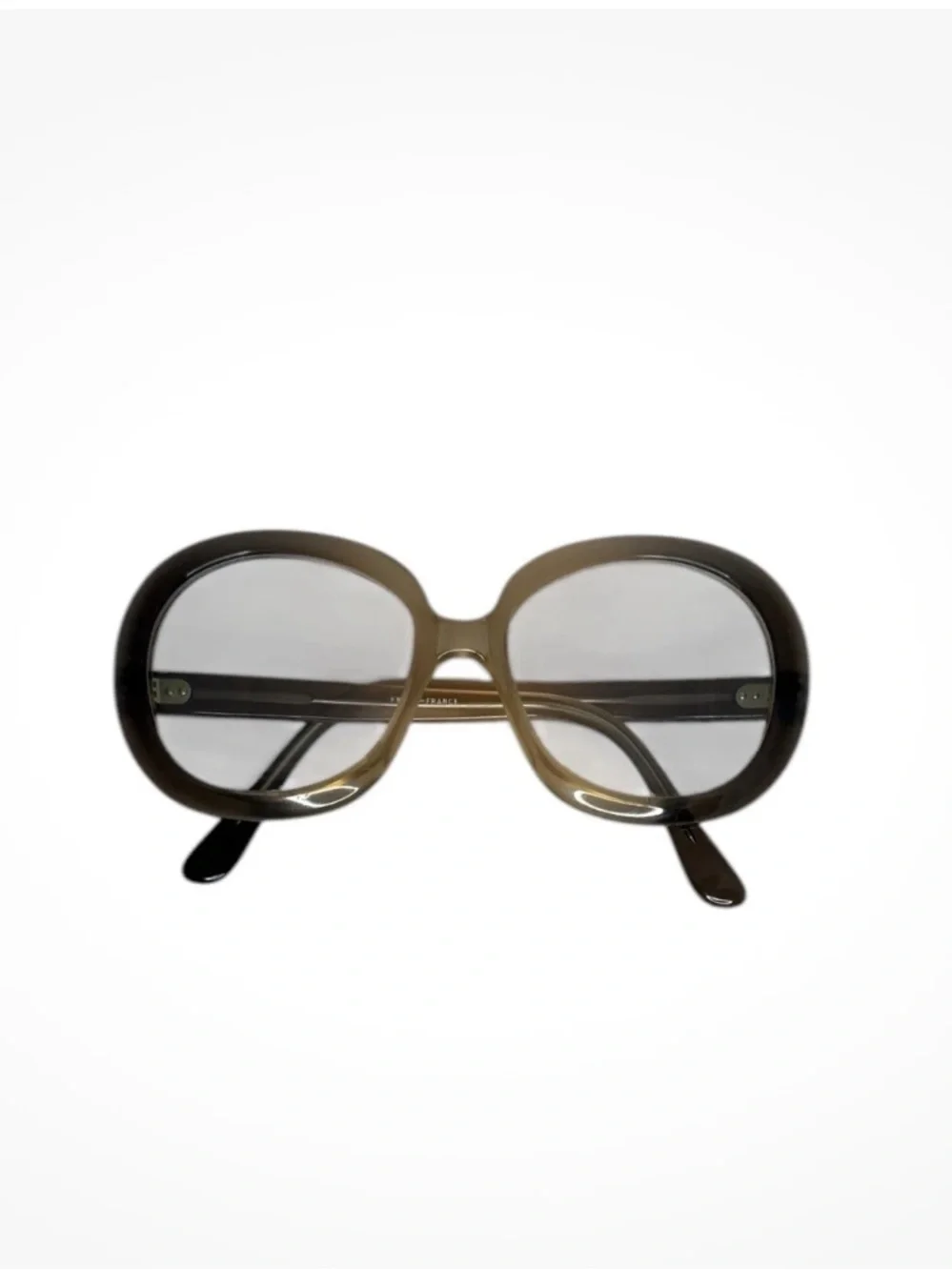 Vintage 50s SWANK TANIA Green Frame France Style: Round Brown Eyeglasses